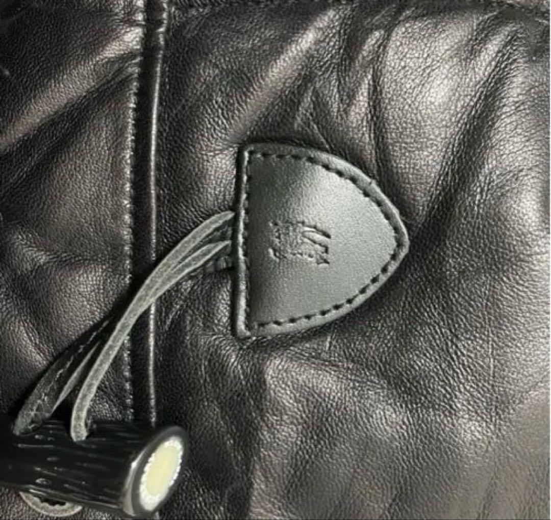 未使用　バーバリーブルーレーベル　ラムレザー ダッフルコート 黒　M