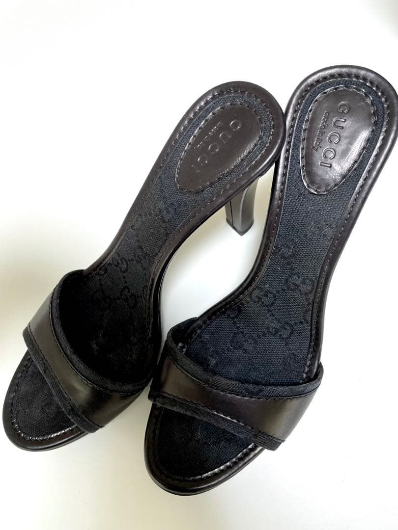 【美品】GUCCI ブラック ミュール 高ヒール