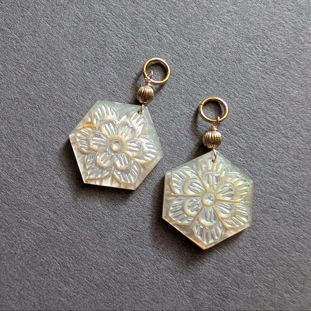 フォッシルコーラル ピアス