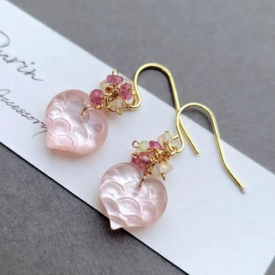 フォッシルコーラル ピアス