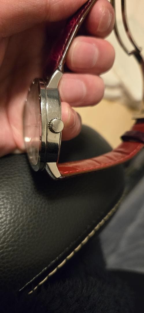 Bulgari アナログ時計 シルバー/ワインレッド