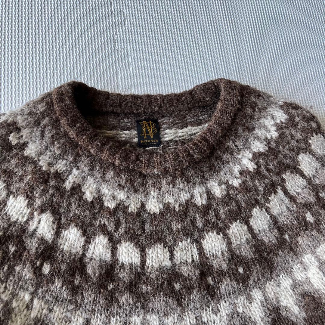 美品 BATONER 19AW ノルディック柄 セーター モヘア風 ブラウン 1