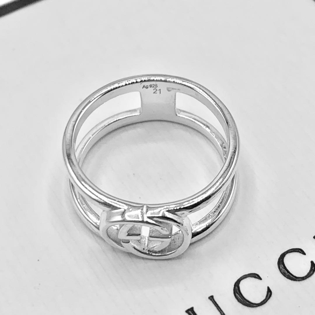 【美品/希少サイズ】GUCCI リング　オープン　インターロッキング　20号