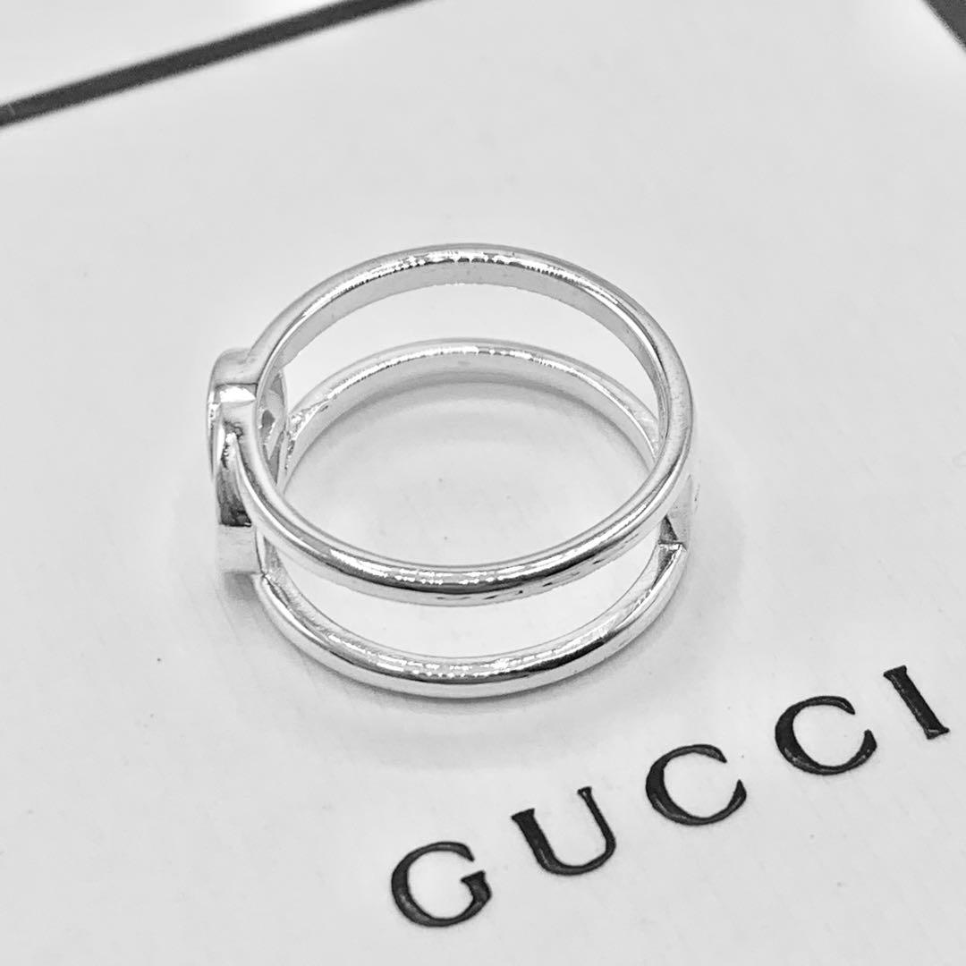 【美品/希少サイズ】GUCCI リング　オープン　インターロッキング　20号