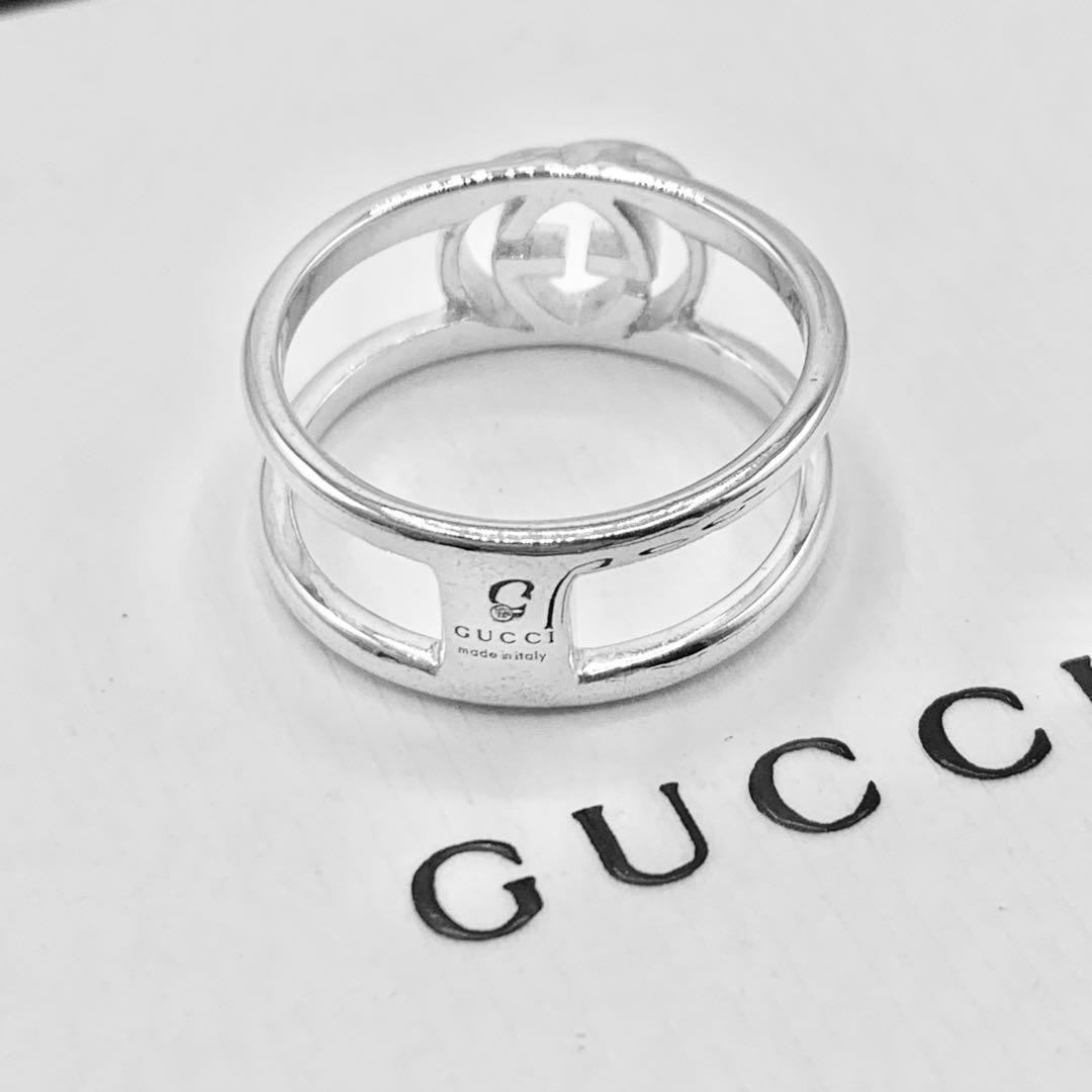 【美品/希少サイズ】GUCCI リング　オープン　インターロッキング　20号