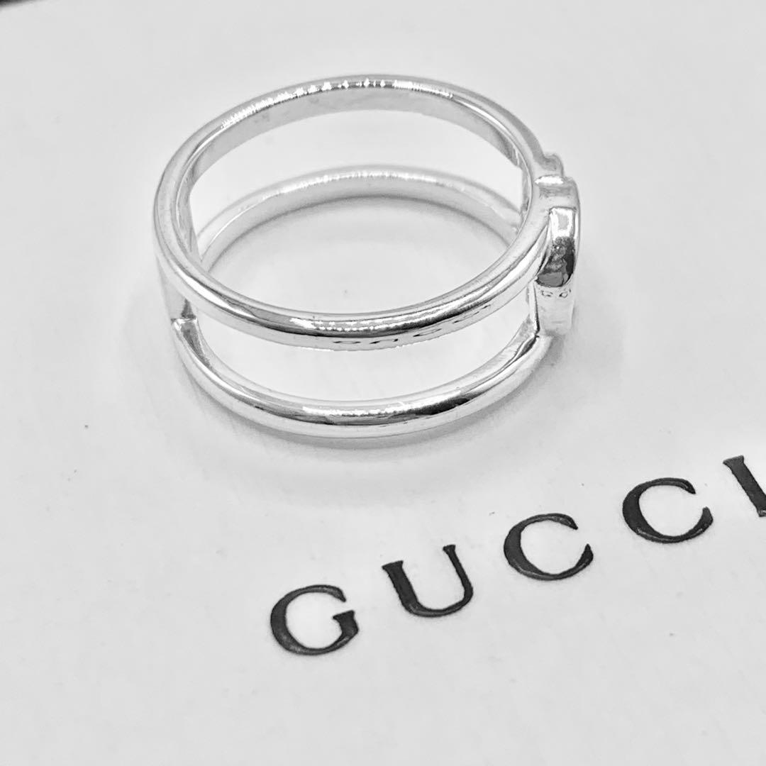 【美品/希少サイズ】GUCCI リング　オープン　インターロッキング　20号