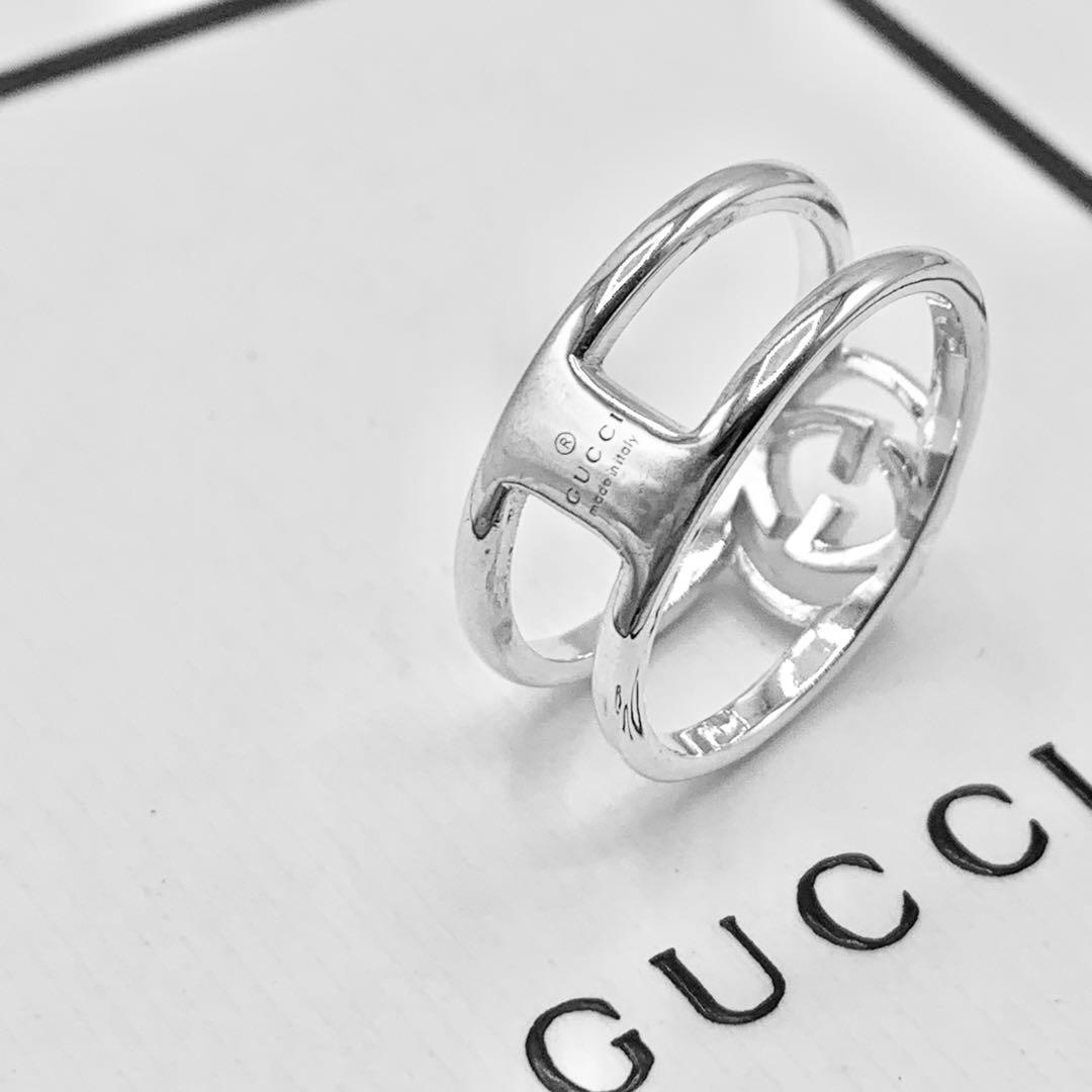 【美品/希少サイズ】GUCCI リング　オープン　インターロッキング　20号
