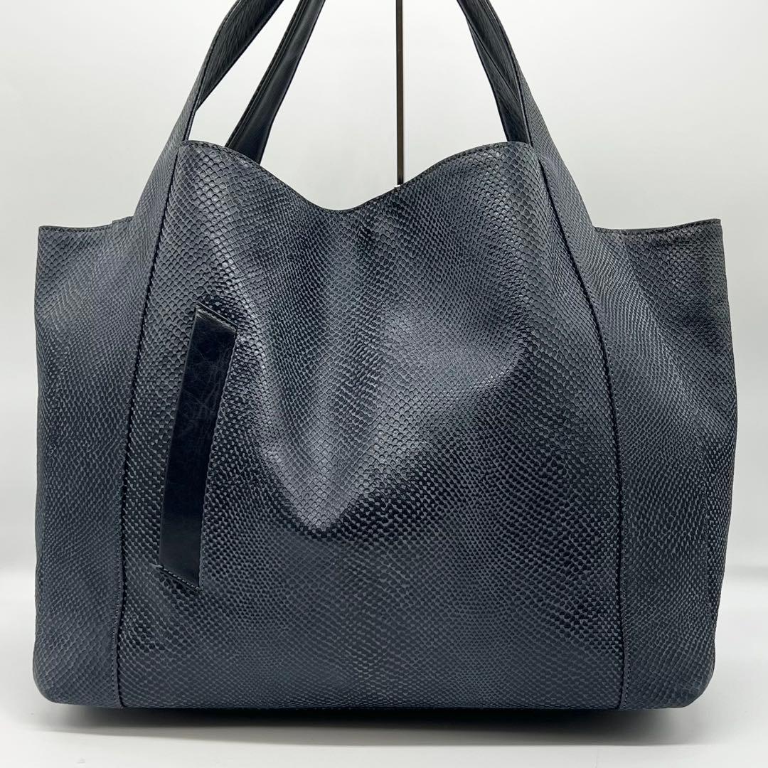 極美品✨アニアリ　エディターズトートバッグ　スケイルレザー　ネイビー　A4　希少