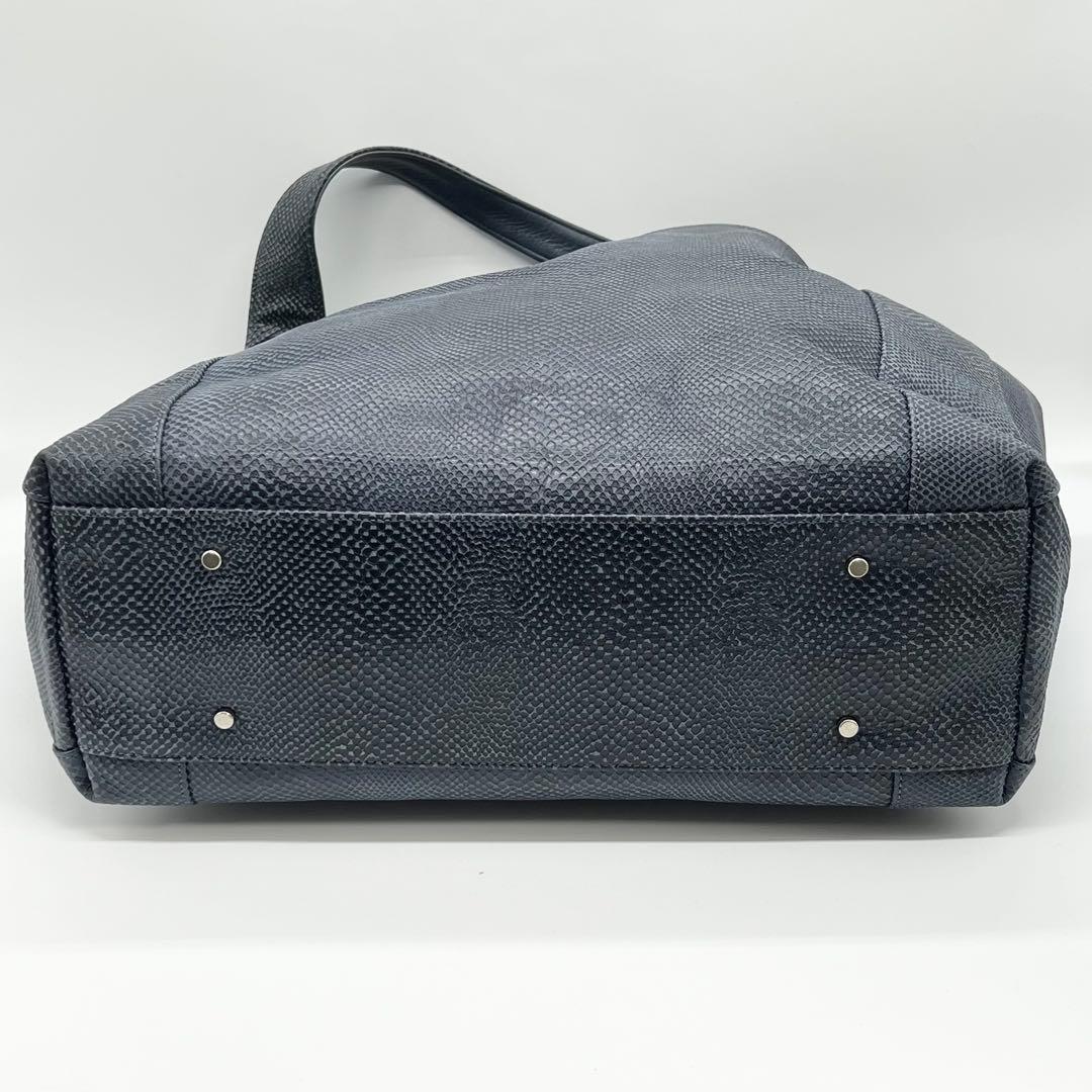 極美品✨アニアリ　エディターズトートバッグ　スケイルレザー　ネイビー　A4　希少