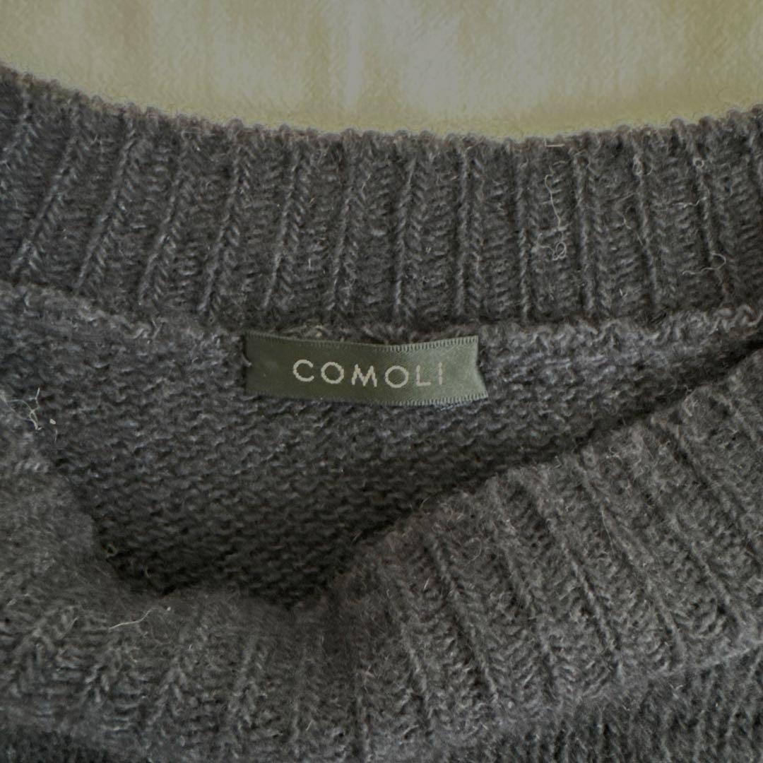 【21AW】COMOLI カシミヤ ニット クルーネック ネイビー　F