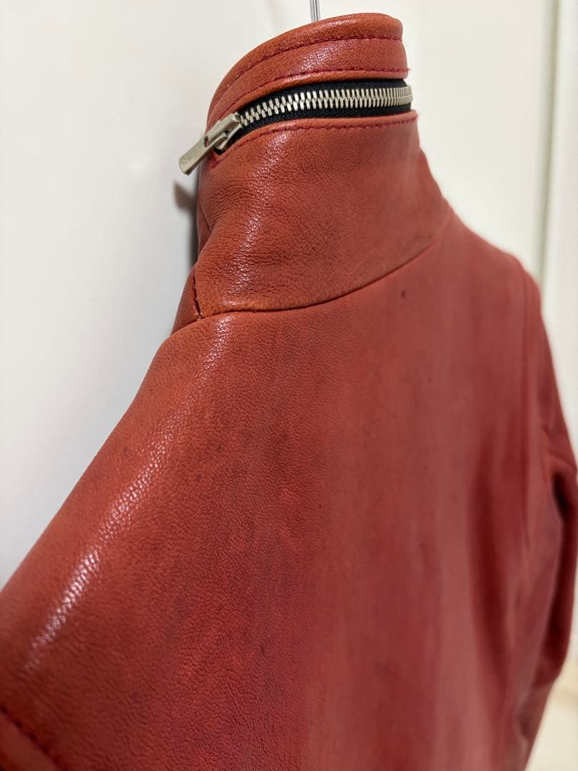 希少カラー noid ラムベジタブルWライダースジャケット レッド