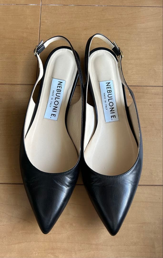 ネブローニ Nebuloni ミュール フラット 39 26cm ブラック