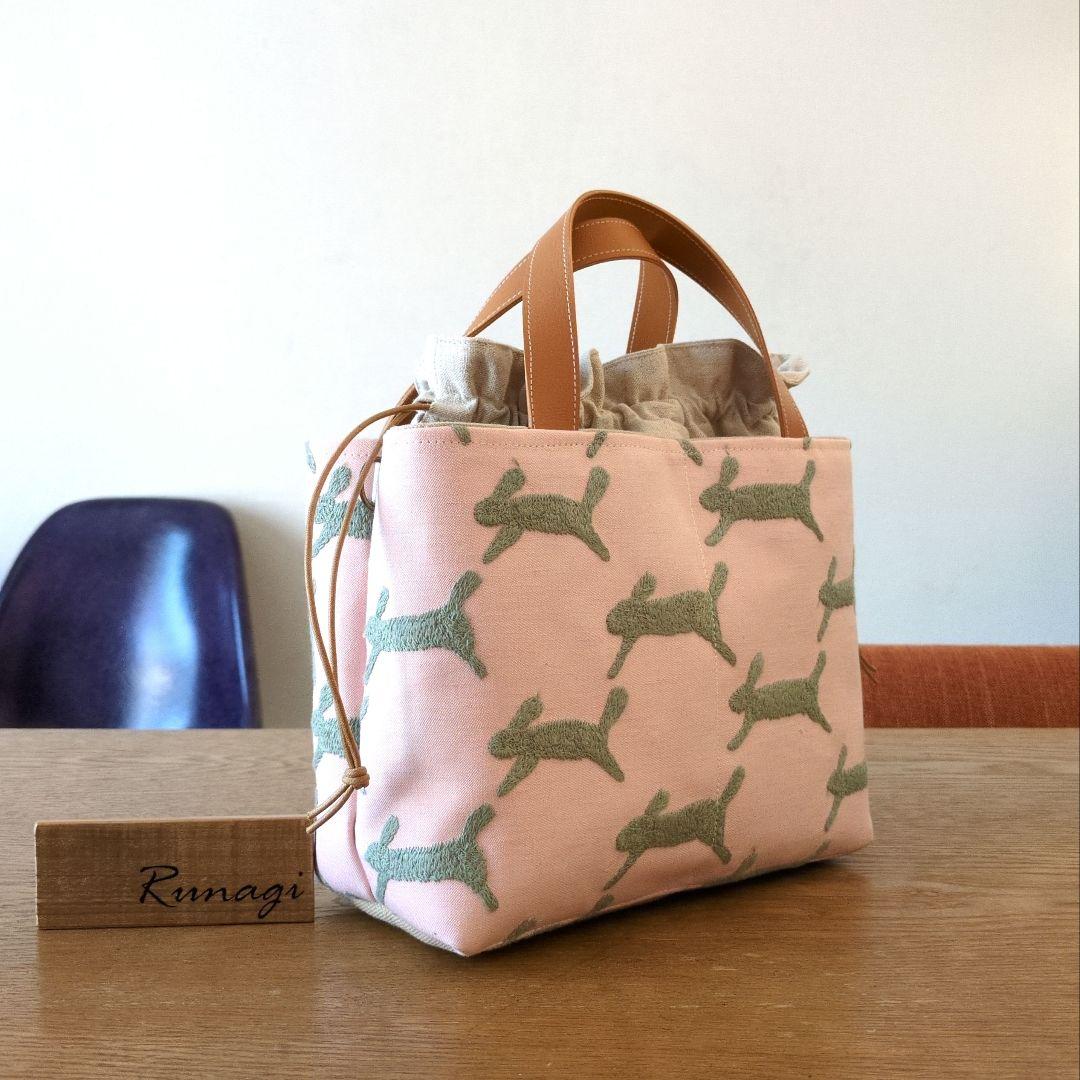 【sale】あおりポケットの巾着バッグ＊ミナペルホネン runrunrun