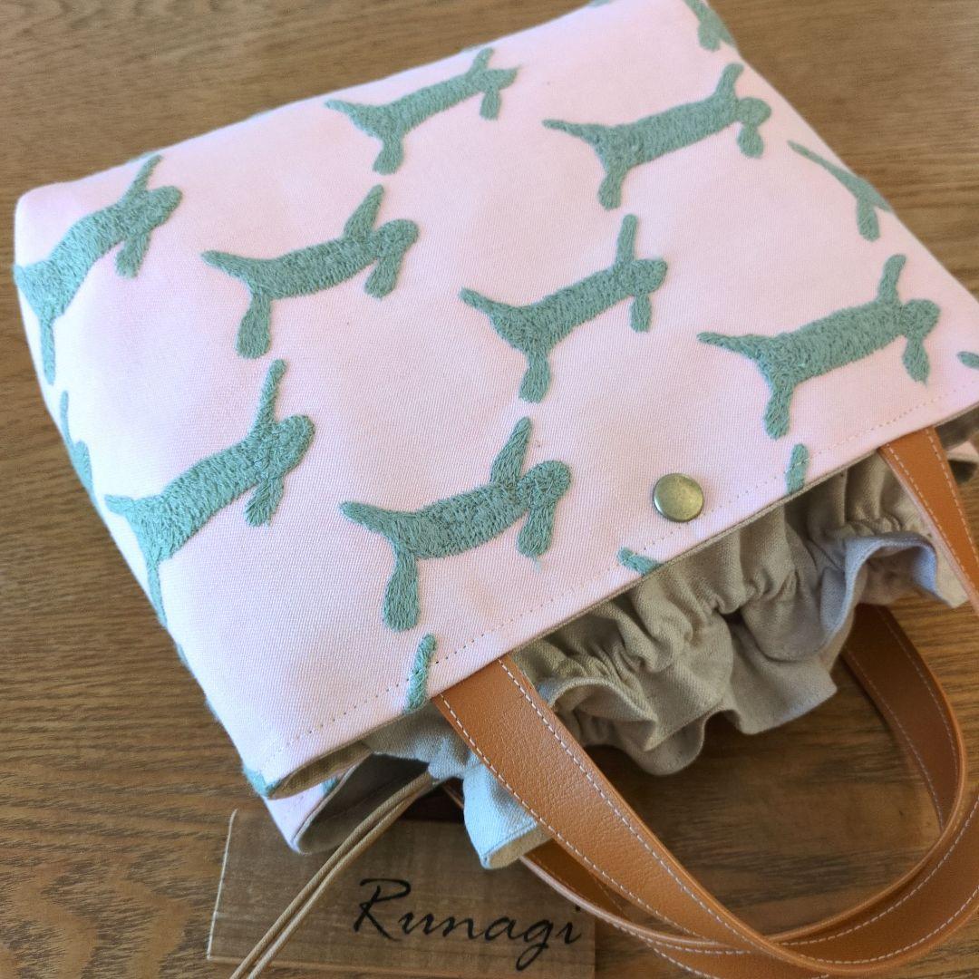 【sale】あおりポケットの巾着バッグ＊ミナペルホネン runrunrun