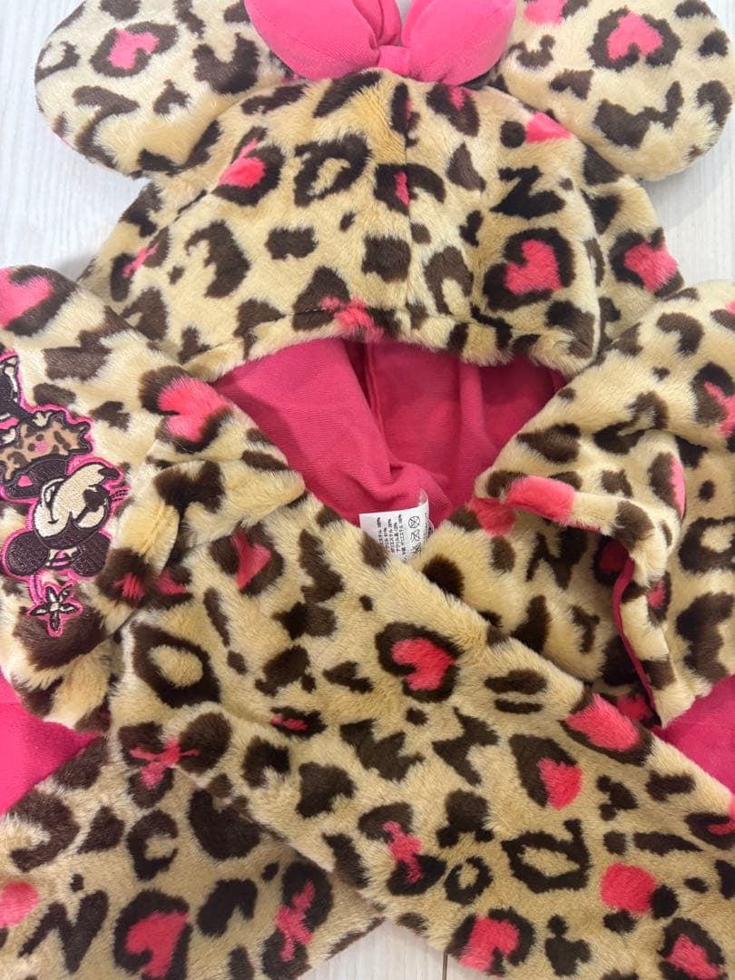 ディズニー ミニーマウス ヒョウ柄ファンキャップ　マフラー