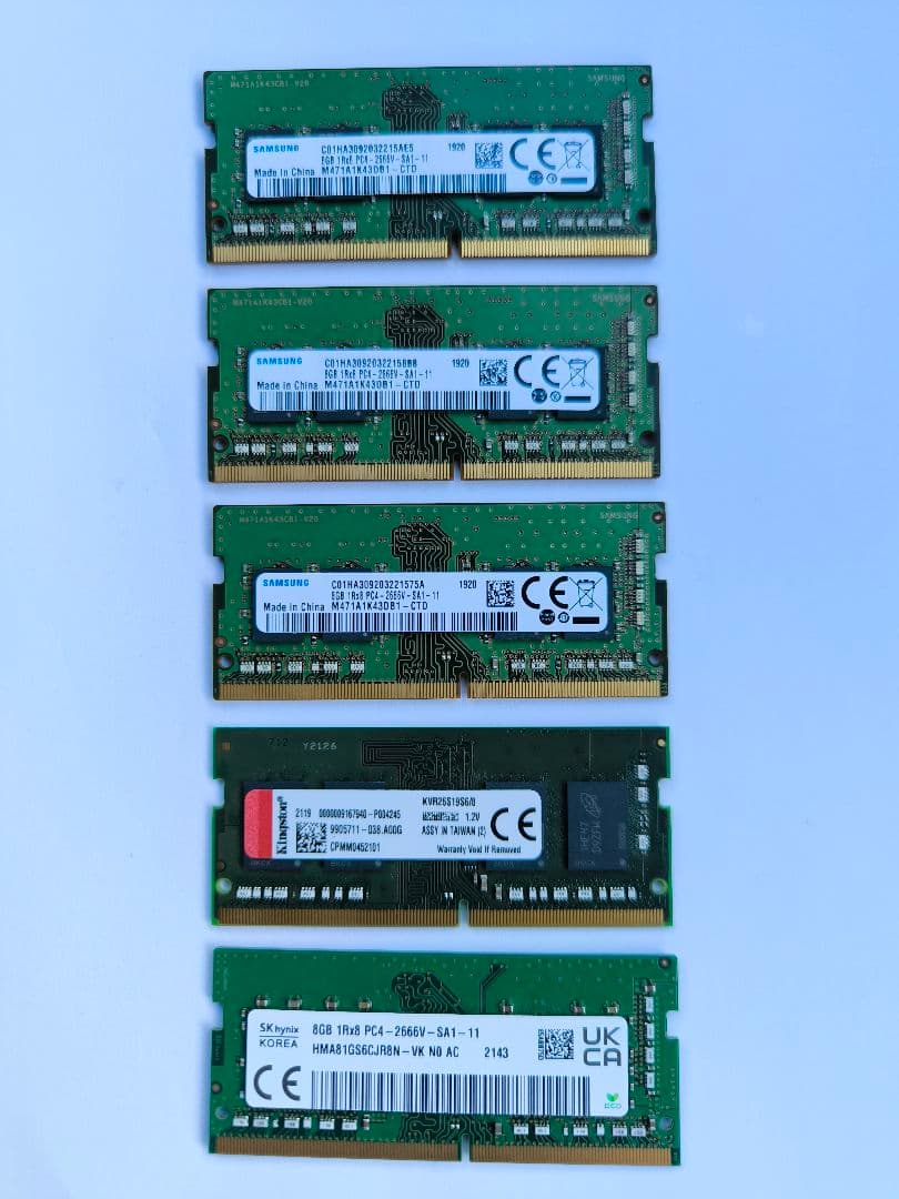 8GBメモリ SO-DDR4 5枚セット
