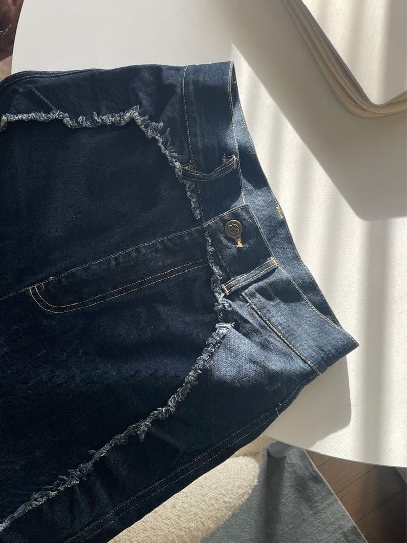 【Eaphi】 RUFFLE DETAIL DENIM PANTS