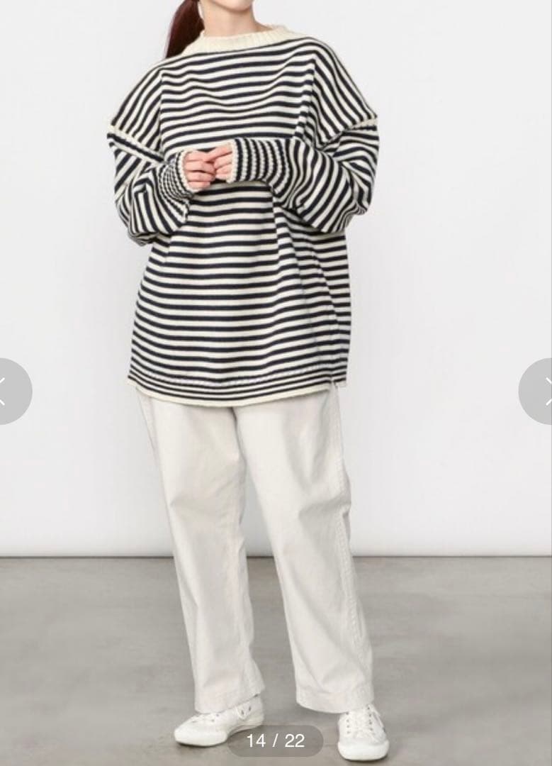 Le Tricoteur/トラディショナルウールガンジーセーター/50/ボーダー