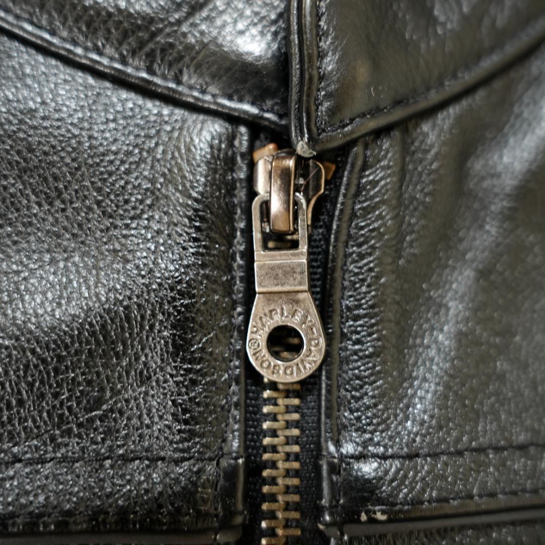 【美品】ハーレーダビッドソン　ビッグロゴ刺繍レザージャケット　XL