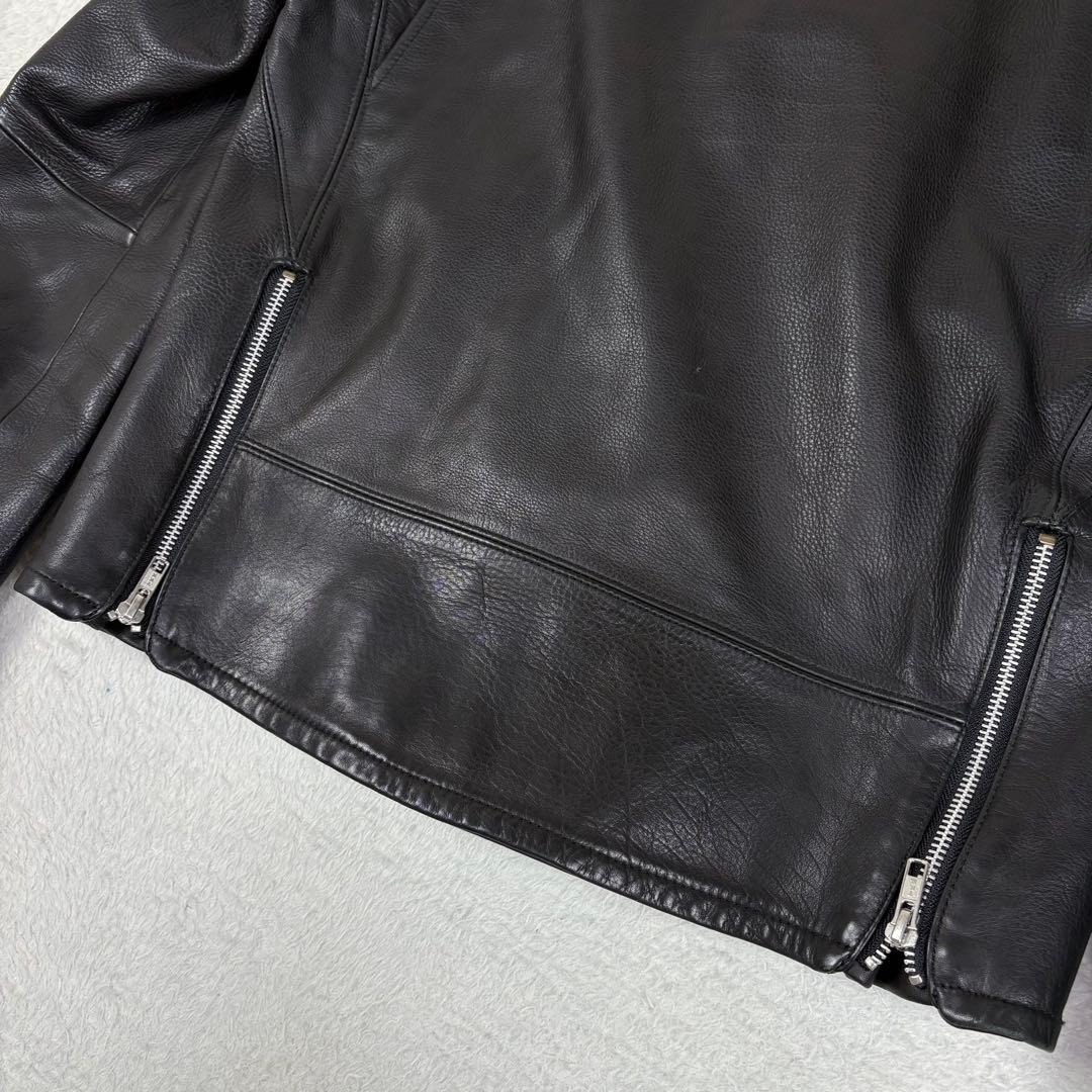 美品 BEAMS+ ライダースジャケット 牛革 ダブル レザージャケット 黒