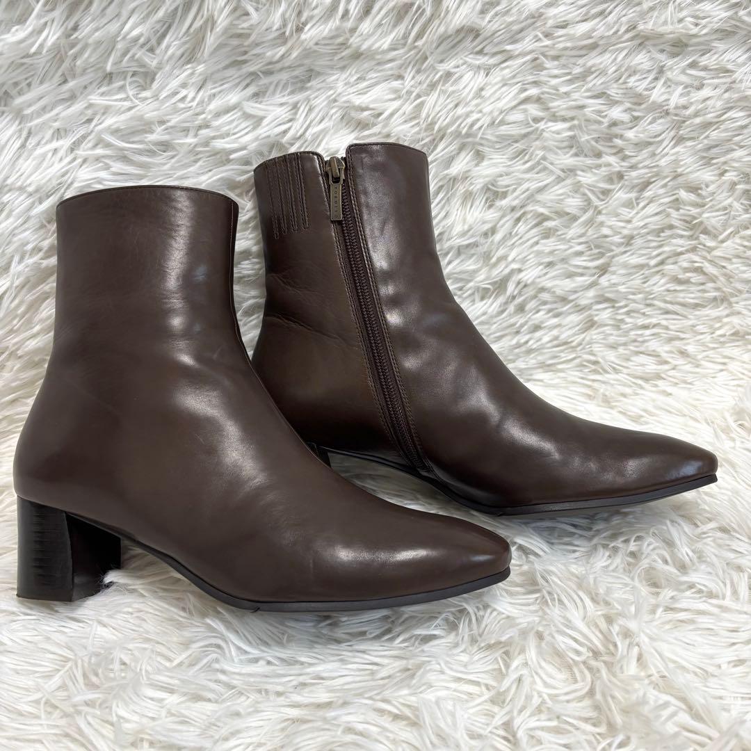 極美品★YOSHITO ショートブーツ 本革 柔軟 サイドジップ ブラウン