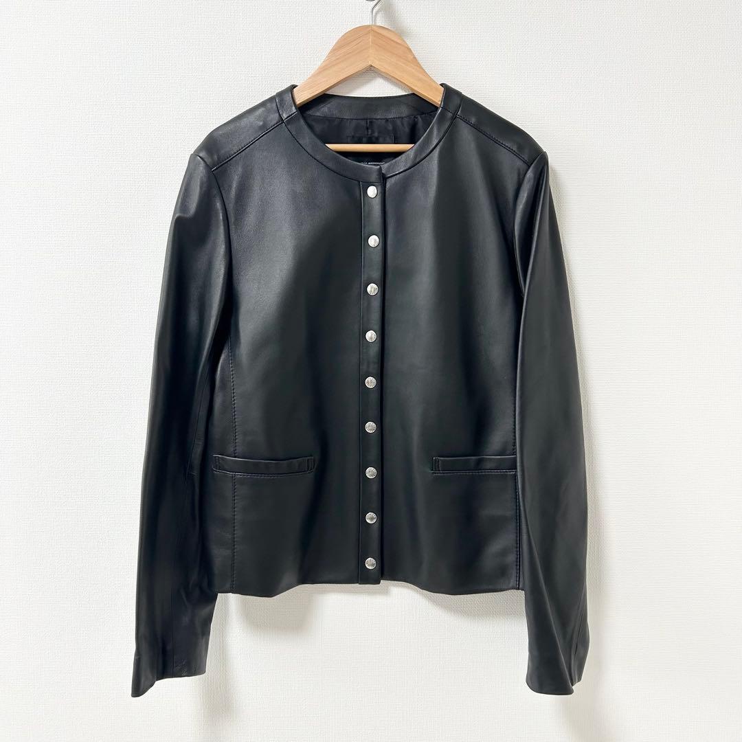 23区 シープレザーノーカラー　ジャケット　ブラック　40