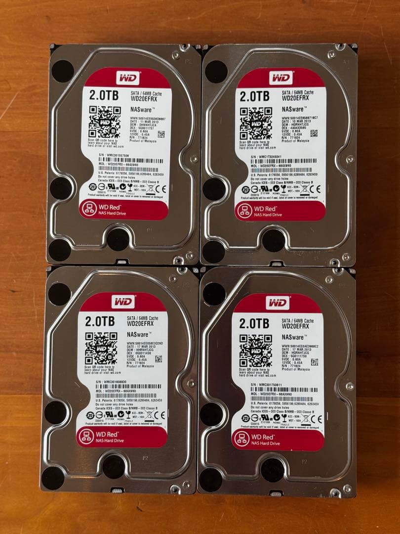 WD Red 2.0TB HDD 4台セット
