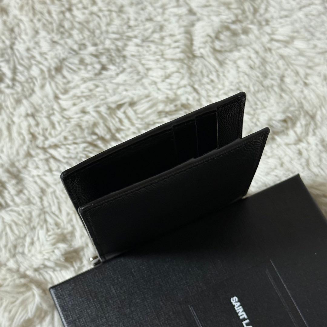 ⭐️未使用級⭐️　サンローラン　マネークリップ　二つ折り財布　シルバー金具　黒