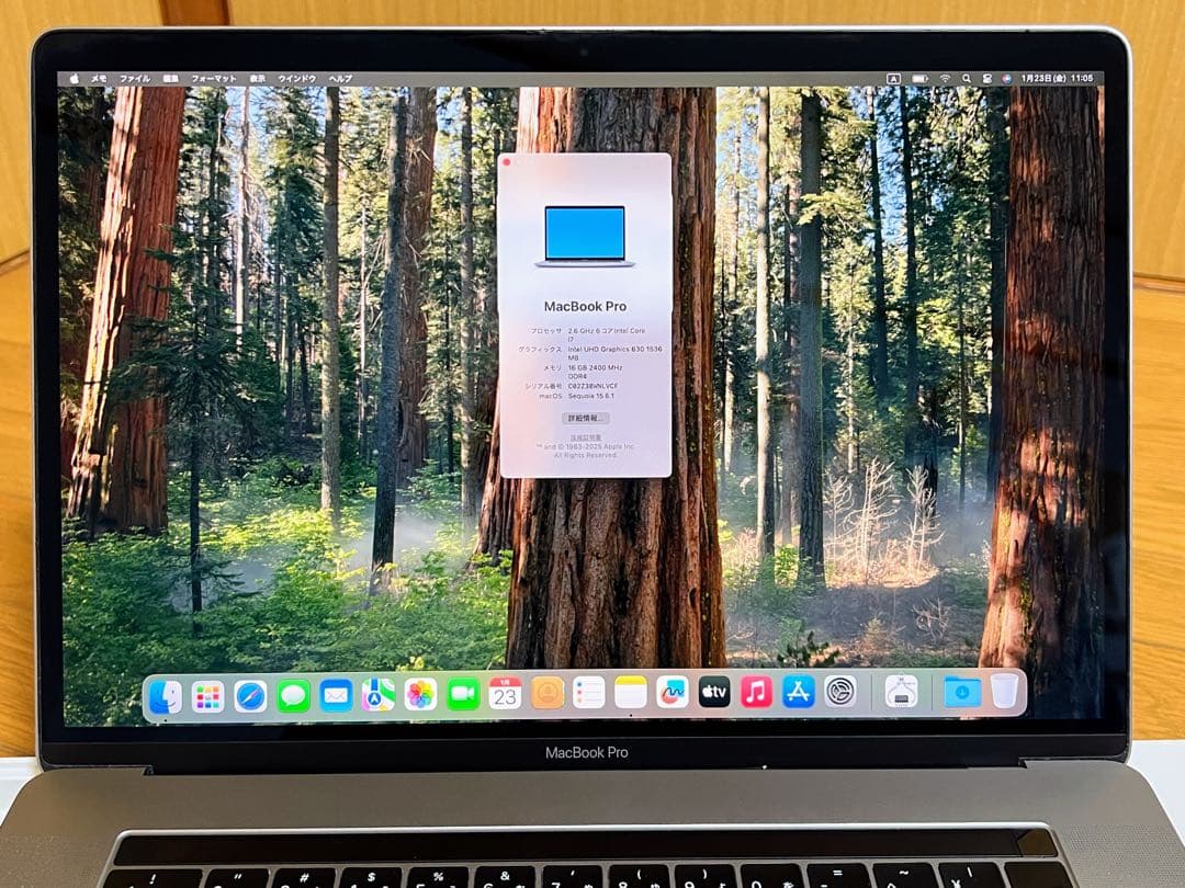 MacBook Pro 15インチ　2019 i7 256GB RAM 16GB