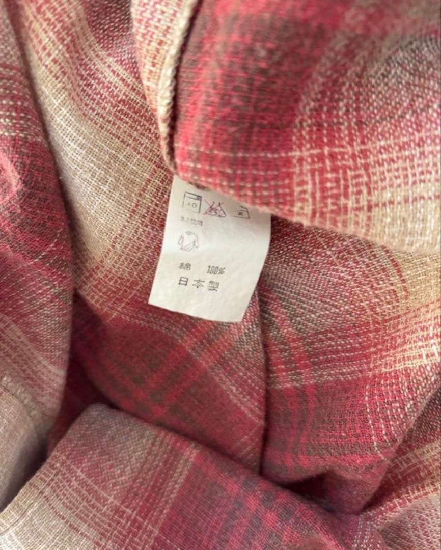 90s 00s オンブレ シャドー オンブレチェック オープンカラーシャツ 開襟