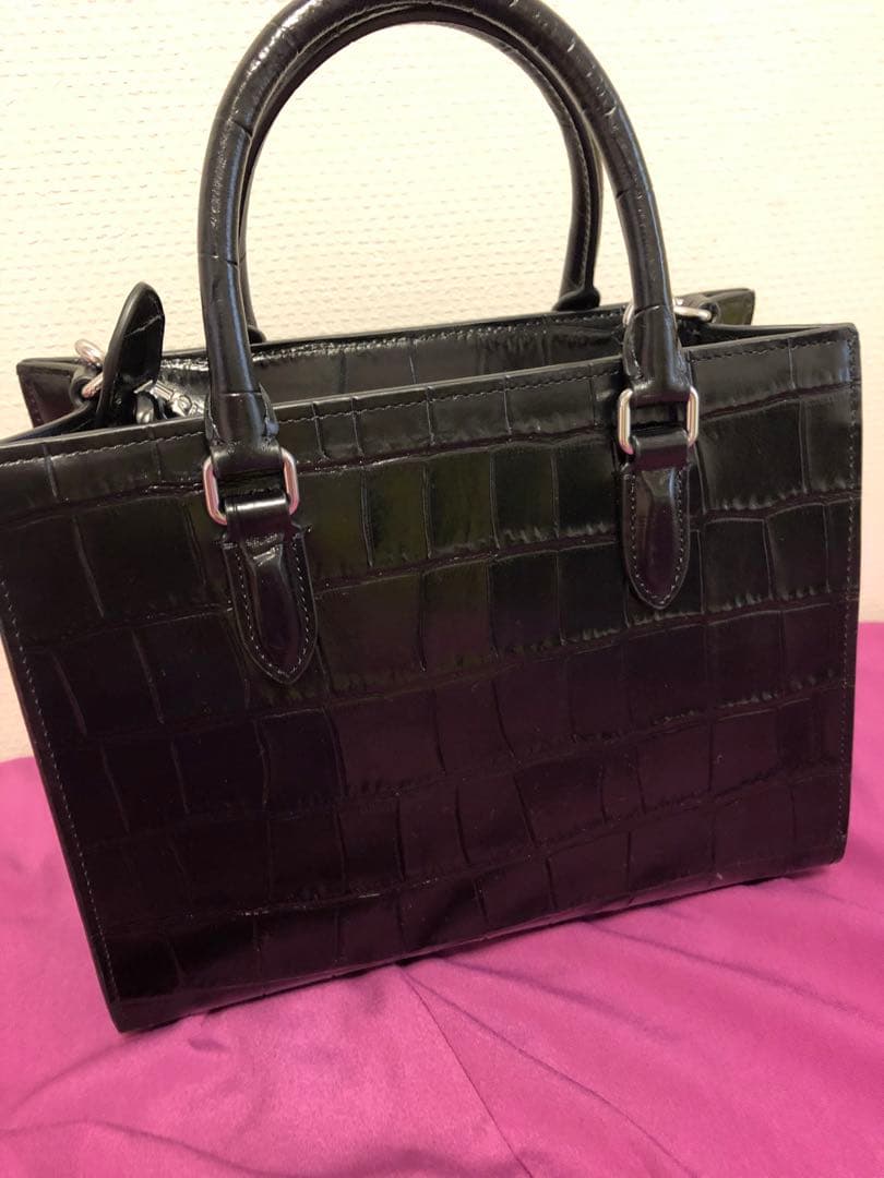 Coach黒 クロコダイル風バッグ