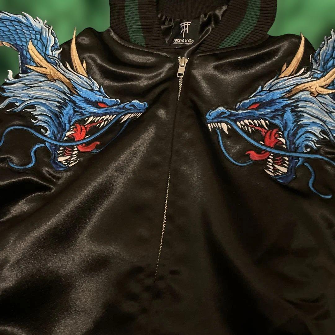 刺繍スカジャン 龍×鬼デザイン サテンXL相当