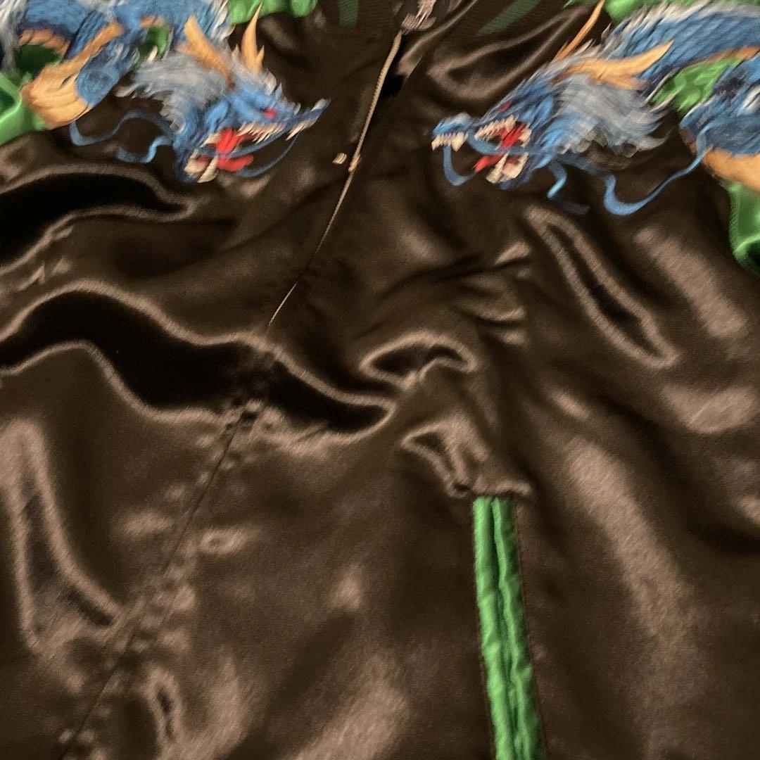 刺繍スカジャン 龍×鬼デザイン サテンXL相当