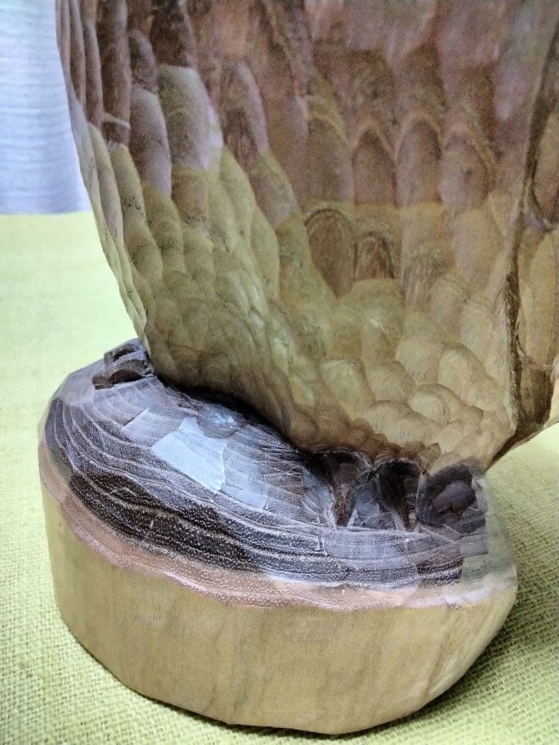 青山作　木彫　フクロウの置物 北海道洞爺湖　民藝