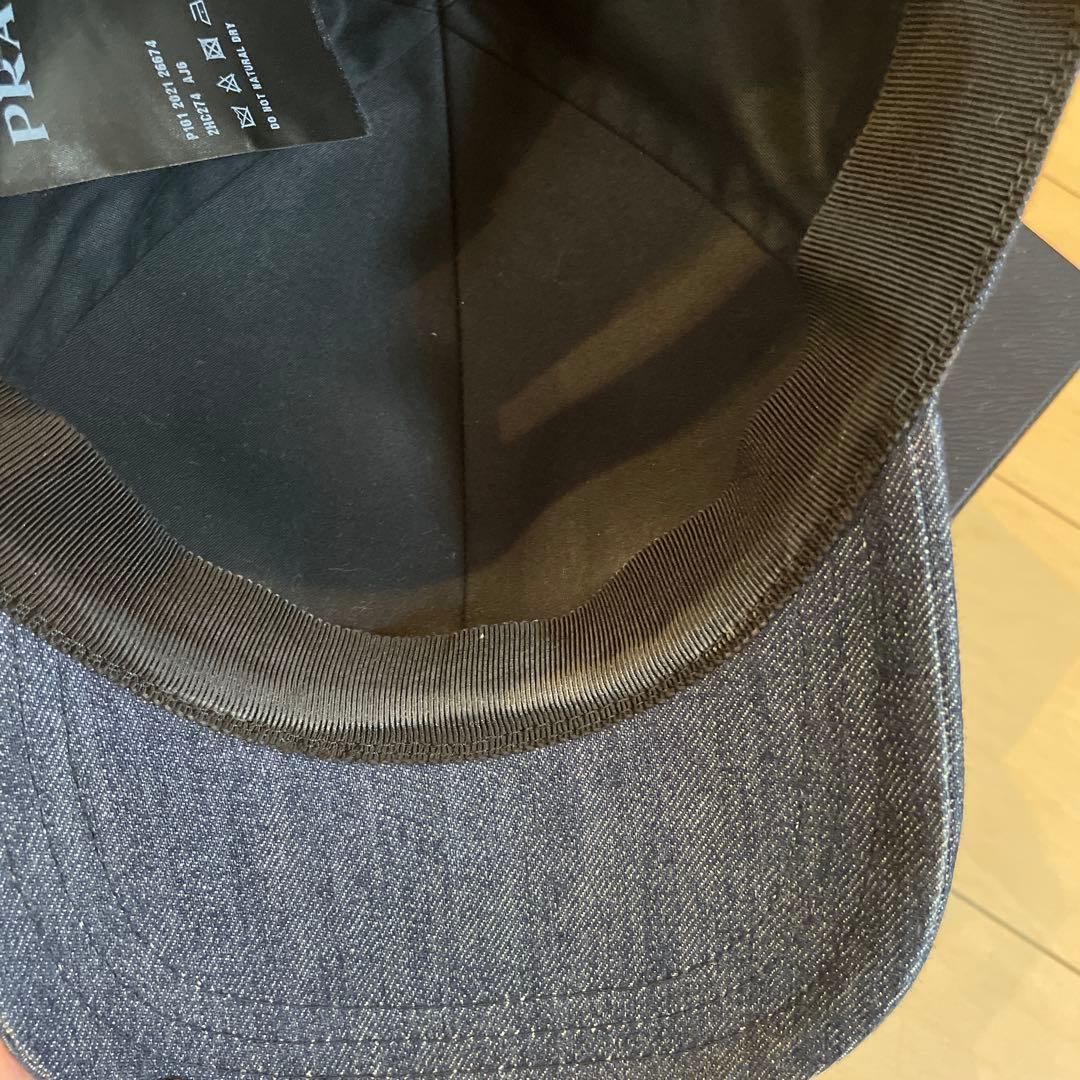 美品PRADA デニムキャップユニセックス　Lサイズ