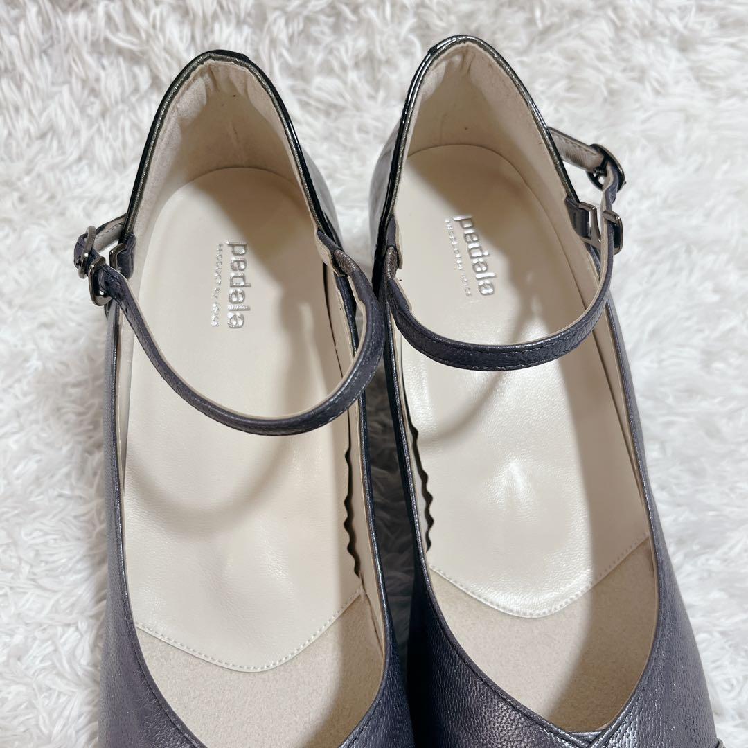 極美品✨アシックスペダラ　コンフォートシューズ　ストラップ　レザー×エナメル