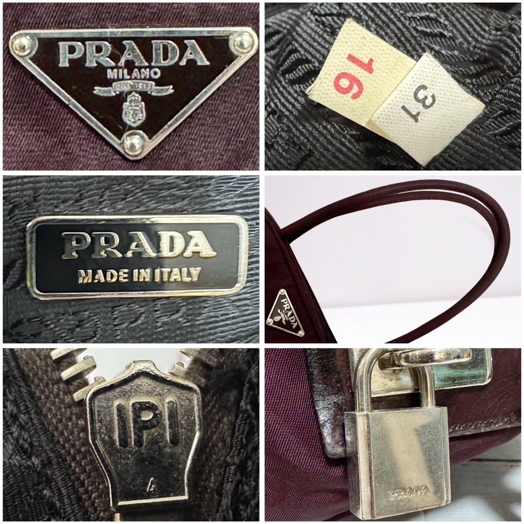 【正規品】プラダ PRADA ミニボストン ボルドー ナイロン×レザー 三角ロゴ