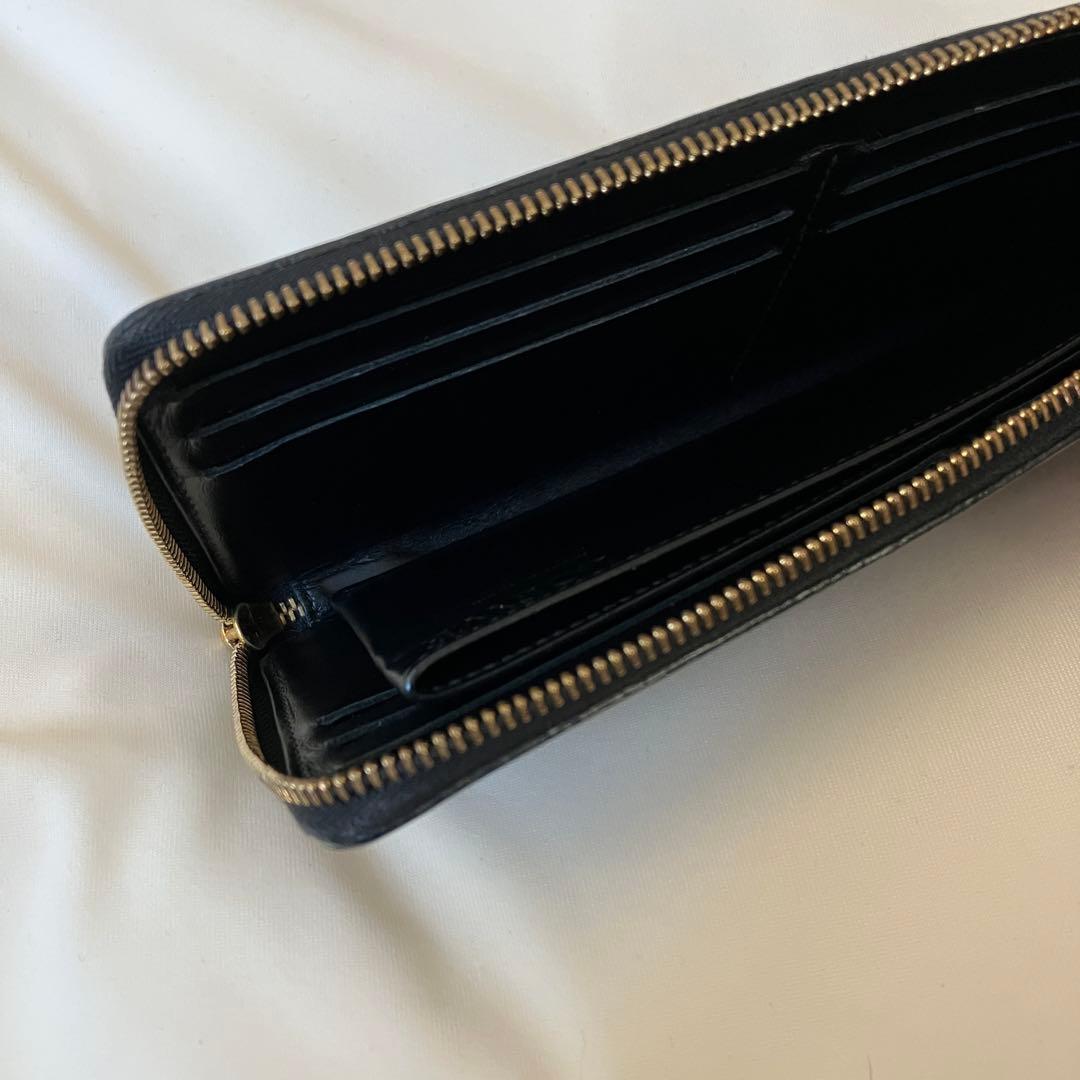 ★美品★LOEWE ラウンドファスナー 長財布 アナグラム リネン レザー 黒