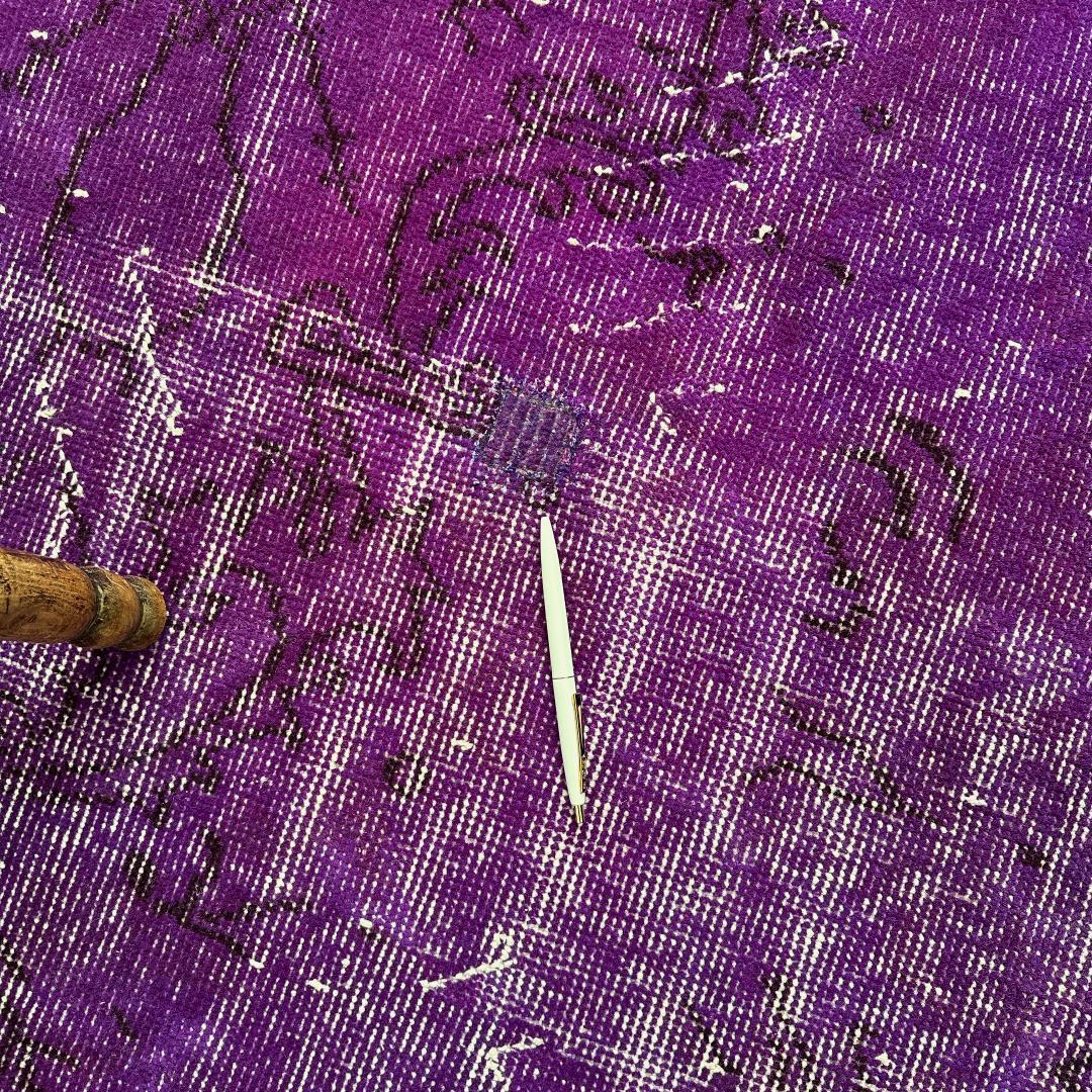 トルコ ヴィンテージラグA103大判 レア パープル マゼンタ オーバーダイ