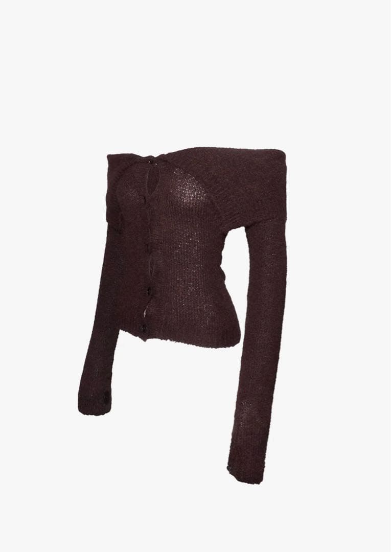 ザレッドスレッド S fold collar offshoulder knit