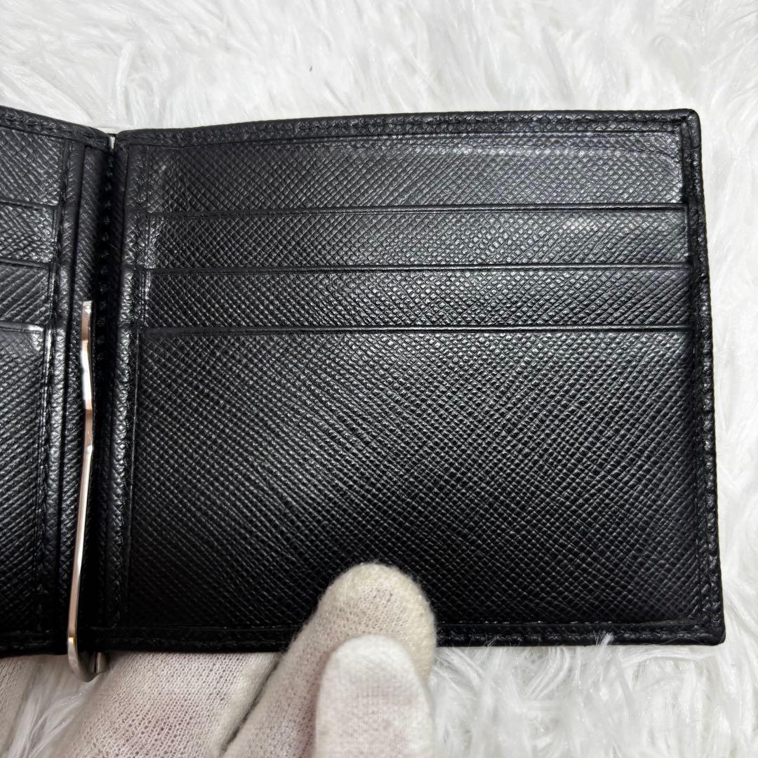 ✨極美品✨ PRADA マネークリップ 型押し サフィアーノレザー ブラック