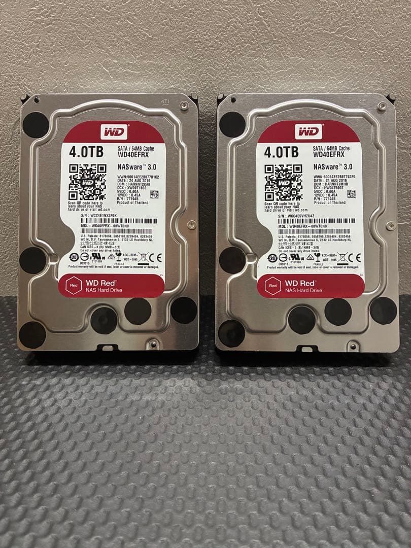 3.5インチ WD40EFRX 4.0TB レッド データ削除済み　2枚セット