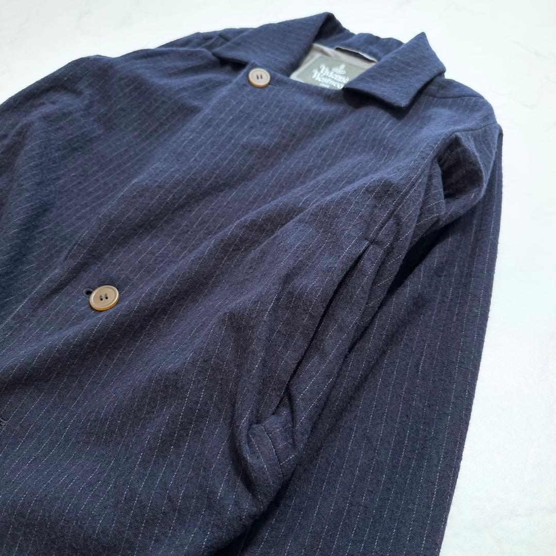 現行品✨ヴィヴィアンウエスドウッドマン プレッジ ストライプジャケット 紺 44