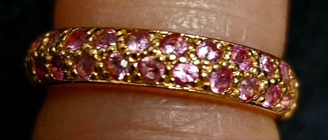 佐藤京子 K18 PG750 ピンクサファイア ルビー パヴェリング