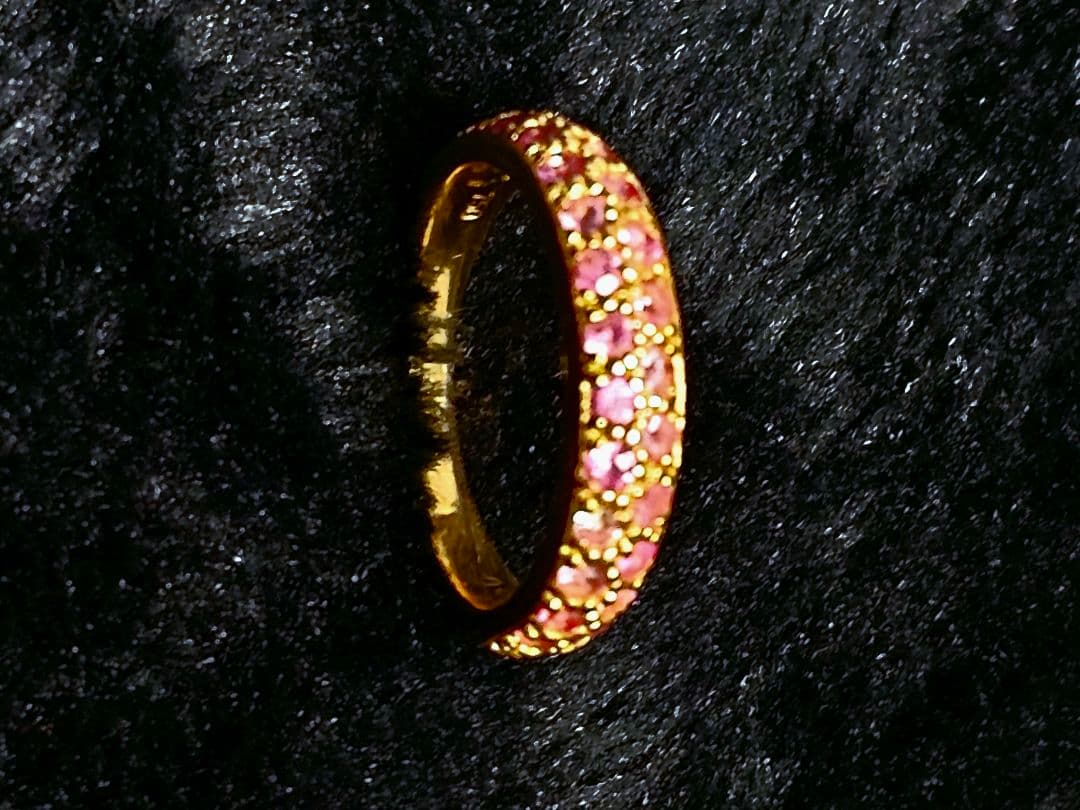 佐藤京子 K18 PG750 ピンクサファイア ルビー パヴェリング