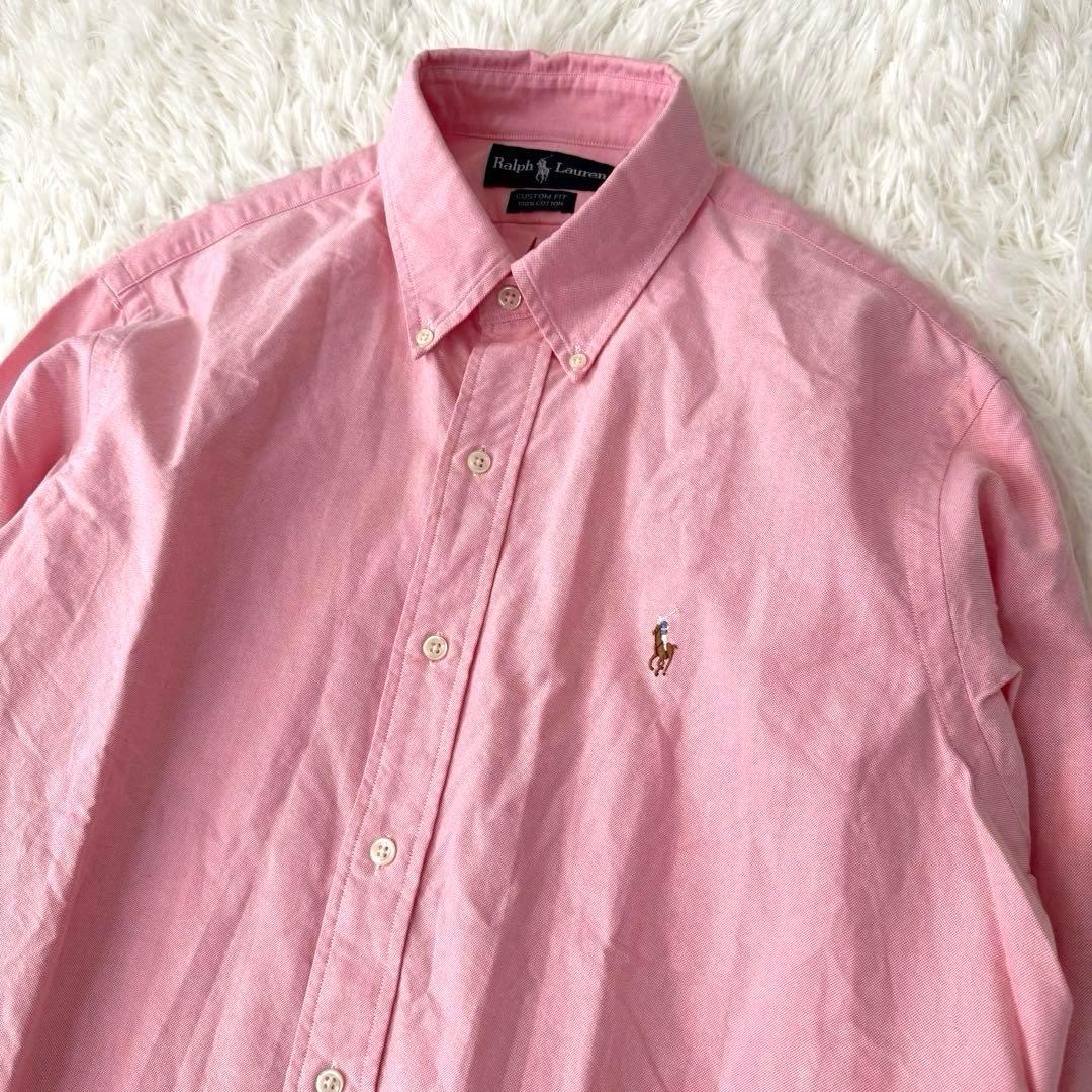 美品✨ラルフローレン オックスフォードシャツ メンズ L ポニー刺繍 ピンク