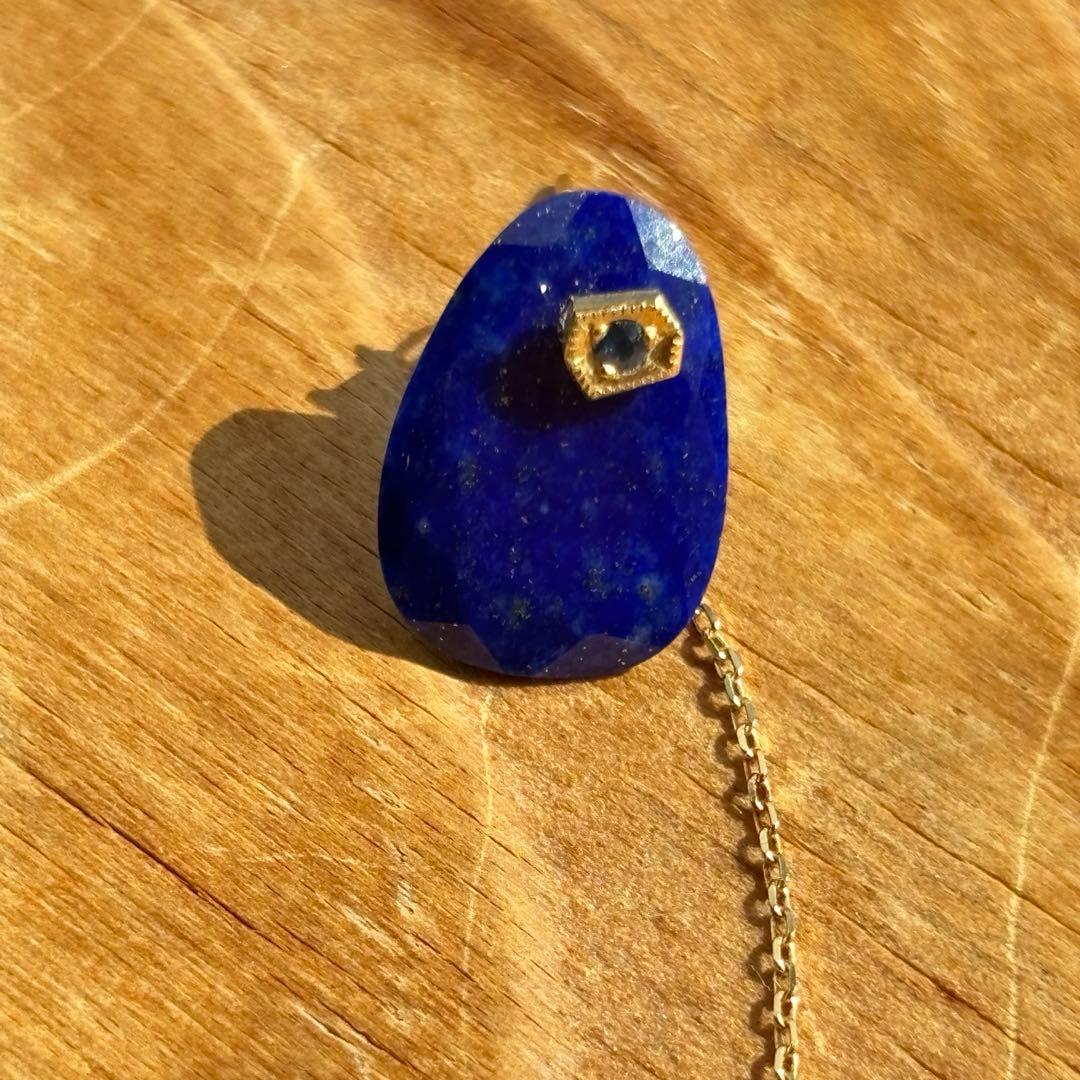 モナカジュエリー　ピアス　k18 ラピスラズリ ブルーサファイア