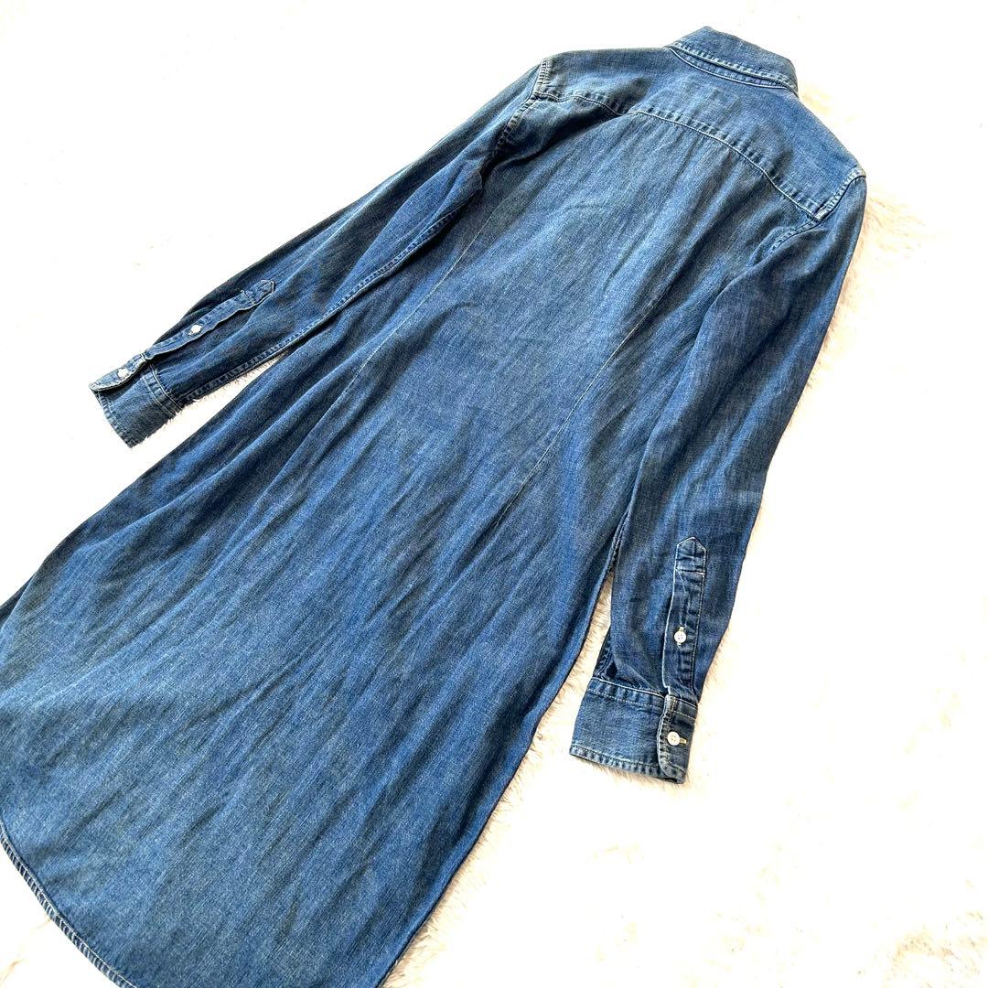 美品✨ラルフローレン　デニムワンピース　ポニー刺繍　インディゴ　長袖