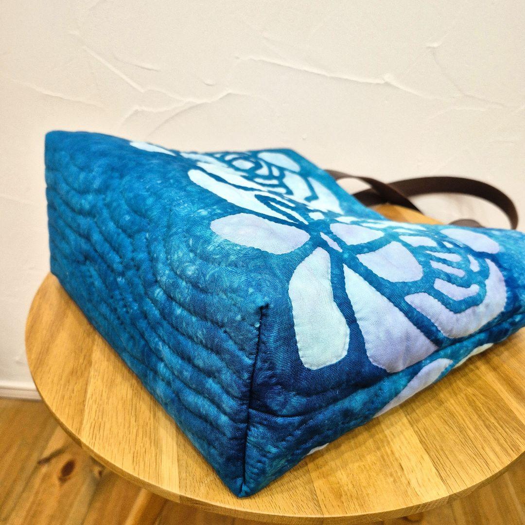 NO.217 ハワイアンキルト トートバッグ ハンドメイド ロケラニ♡ブルー