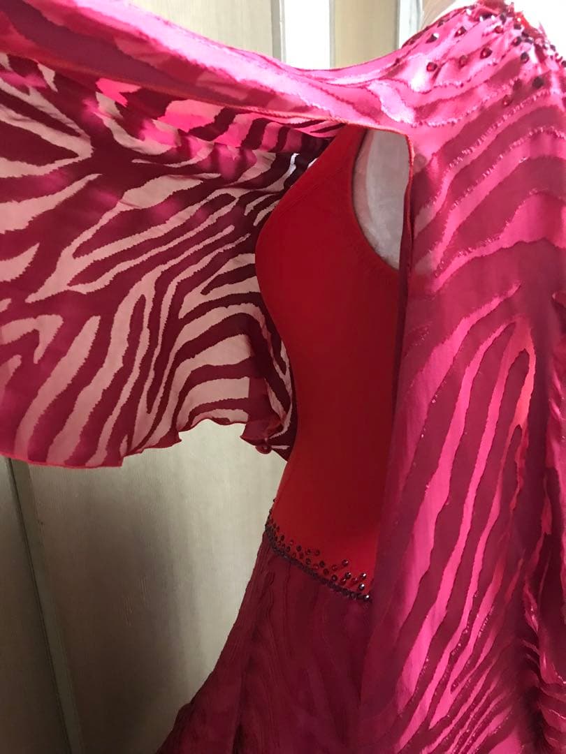 ゼブラ柄フレアスリーブダンスドレス　おまけつき